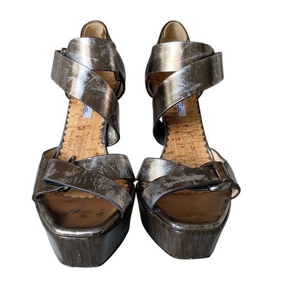 Oscar de La Renta Leather Stiletto Platform Heels EU38 US7.5 Glam Cocktail Party - Picture 7 of 13